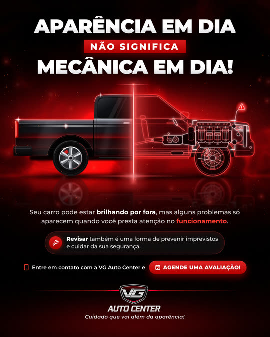 Arte da VG Auto Center: Aparência em dia não significa mecânica em dia, com picape em raio-X
